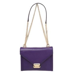 Michael Kors purple leather flap shoulder purse